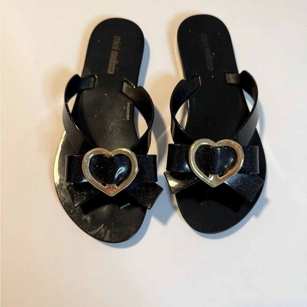 Mini Melissa Girls Heart Jelly Flip-Flops Size 8/9